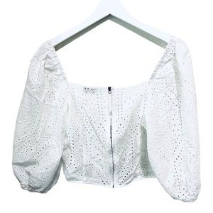 Socialite Square Neck Eyelet Crop Top